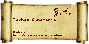 Zerbes Annamária névjegykártya